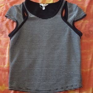 Black and white striped crop top